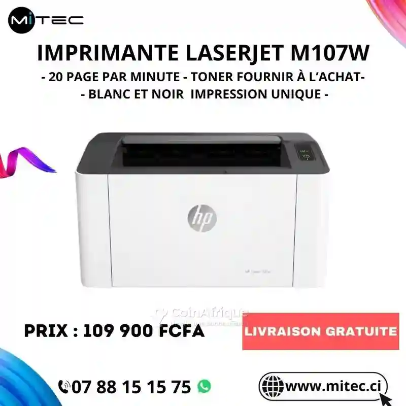 Imprimante HP Laserjet M107w Neuve - Vue 1