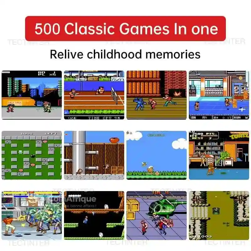 Mini Console de jeu Vidéo Rétro 8 Bits 500 Jeux Intégrés - Vue 2
