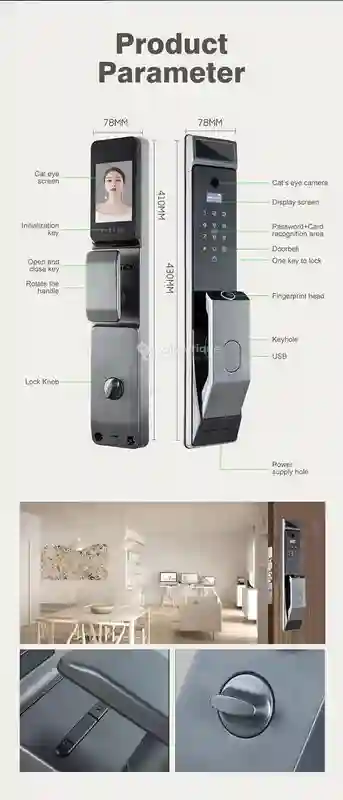 Serrure de Porte Intelligente Entièrement Automatique Avec Caméra - Vue 3