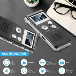 Dictaphone Enregistreur Vocal Numérique 8 go Noir