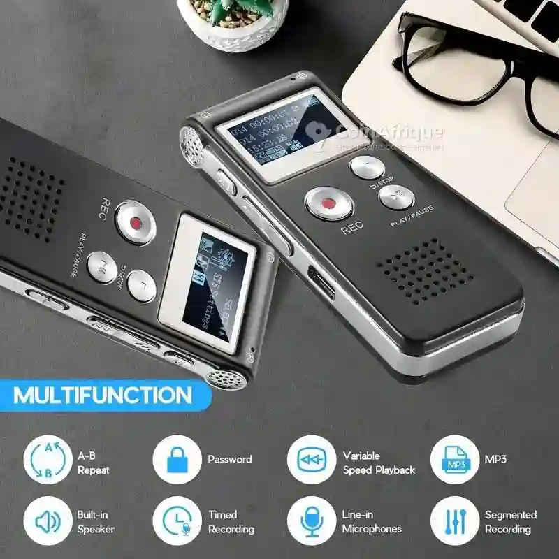 Dictaphone Enregistreur Vocal Numérique 8 go Noir