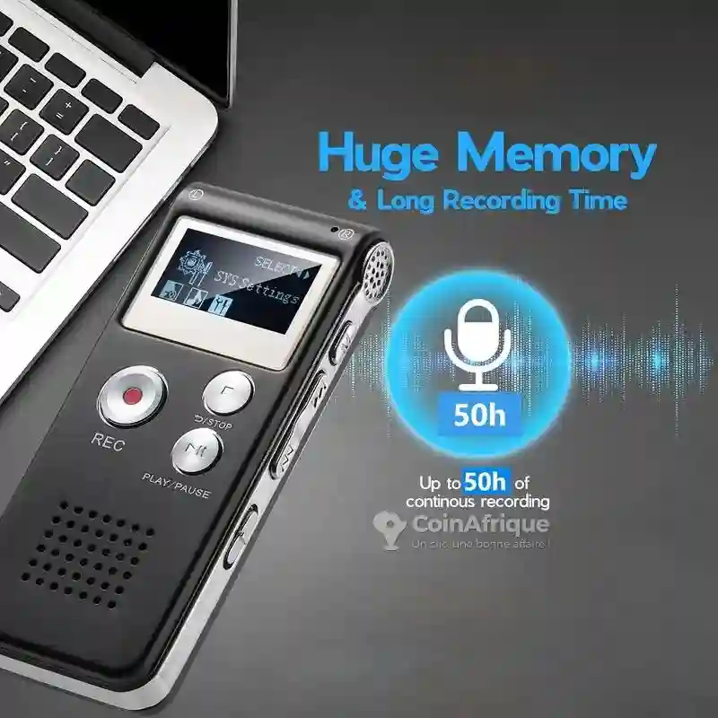 Dictaphone Enregistreur Vocal Numérique 8 go Noir - Vue 1