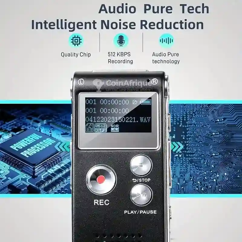 Dictaphone Enregistreur Vocal Numérique 8 go Noir - Vue 2