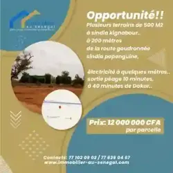 Terrain 500 Mètres Carrés à Vendre à Sindia Se à Mbour