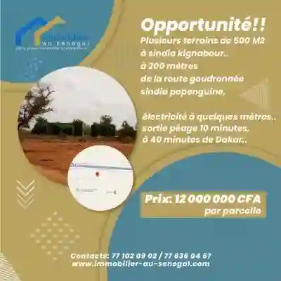 Terrain 500 Mètres Carrés à Vendre à Sindia Se à Mbour
