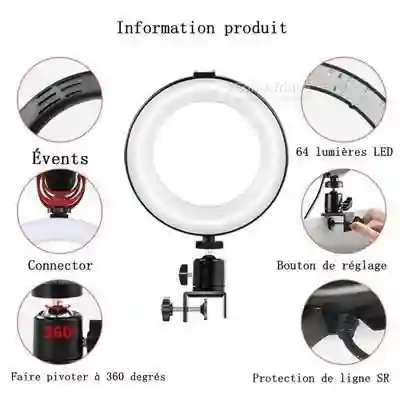 Led Ring Light Vidéo Anneau Réglable Rotation à 360° - Vue 2
