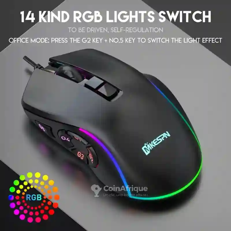 Souris Gamer Mkespsn X9 7200 DPI - Vue 1