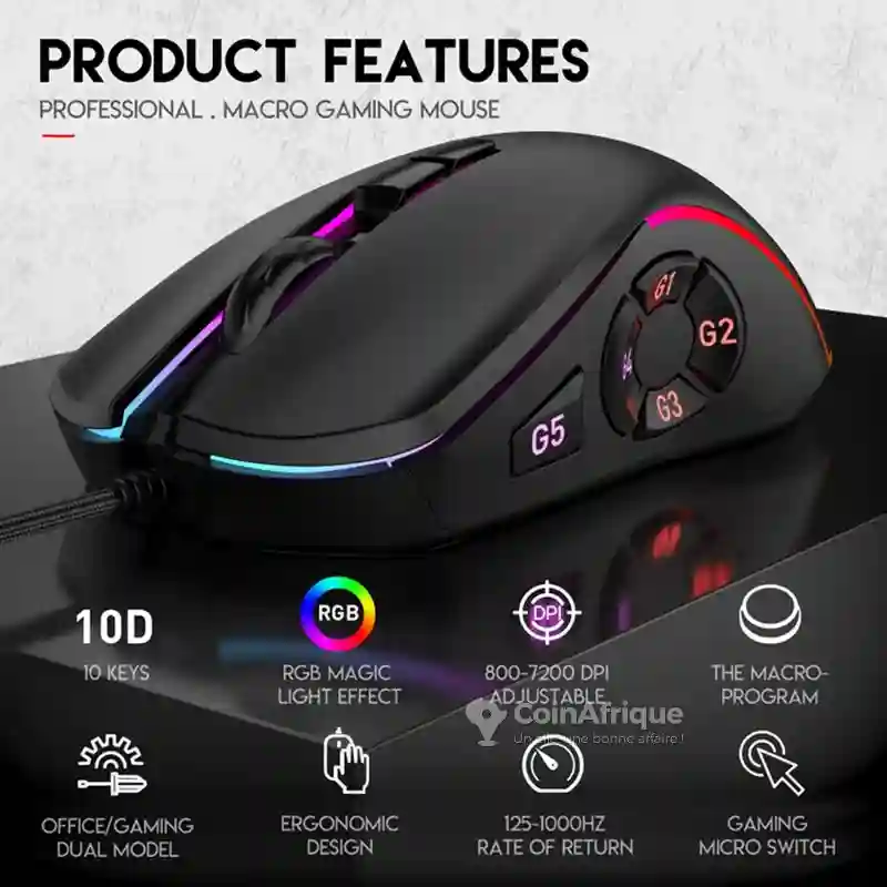 Souris Gamer Mkespsn X9 7200 DPI - Vue 2
