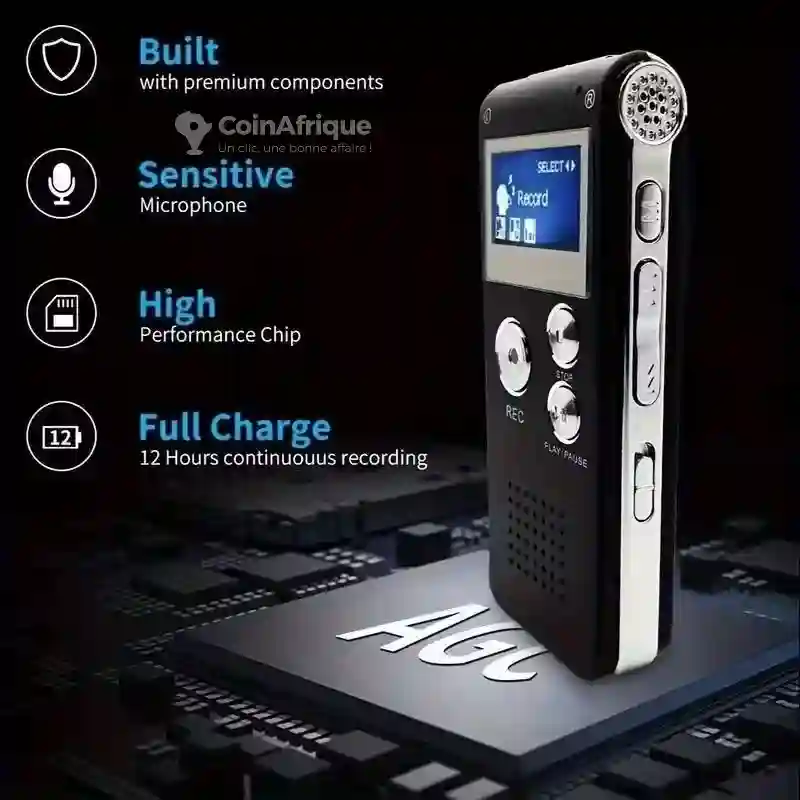 Dictaphone Enregistreur Vocal Numérique 8 go Violet - Vue 1