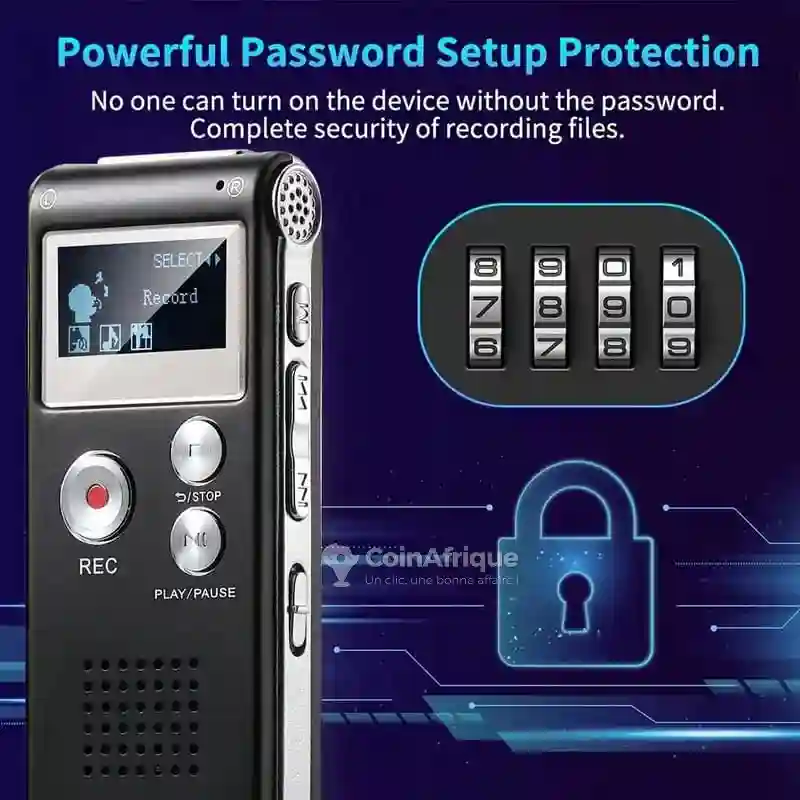 Dictaphone Enregistreur Vocal Numérique 8 go Noir - Vue 4