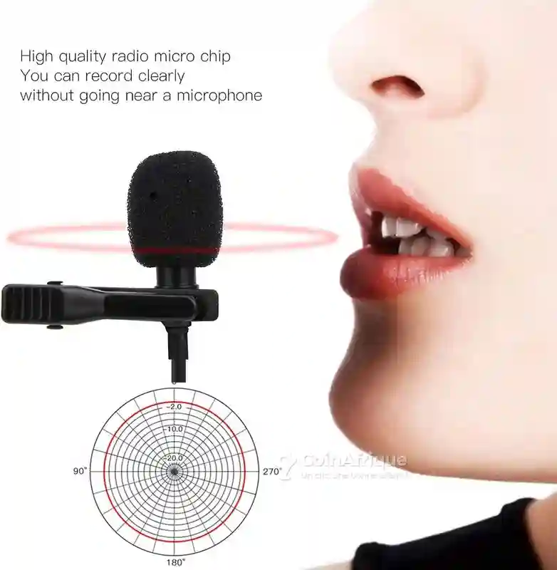 Micro Cravate Lavalier Filaire 150cm Avec Pince Interface 35mm - Vue 2