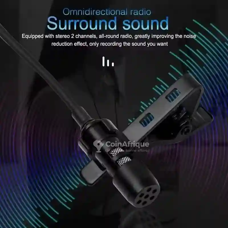 Micro Cravate Lavalier Filaire 150cm Avec Pince Interface 35mm - Vue 4