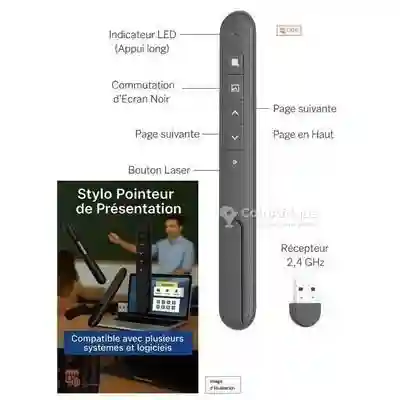 Télécommande de Présentation Sans fil - Pointeur Laser Powerpoint - Vue 2