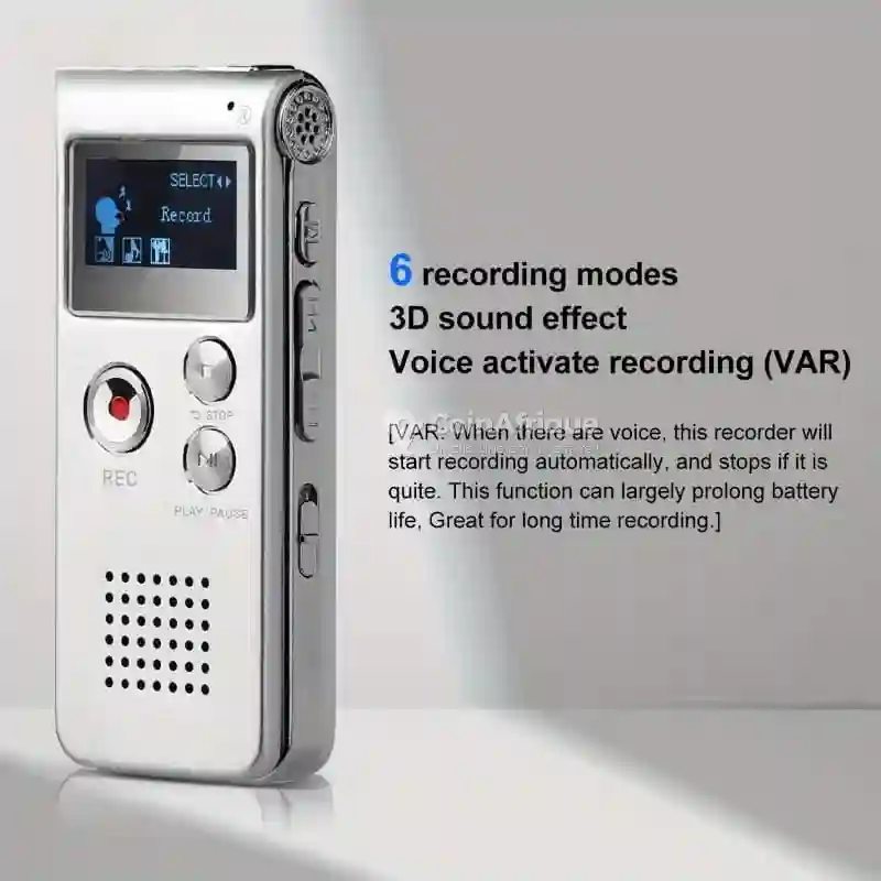 Dictaphone Enregistreur Vocal Numérique 8 go Gris - Vue 2