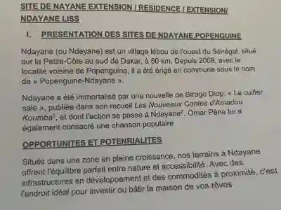 Terrains à Vendre à Yenne Deni Biram Ndao à Mbour - Vue 1