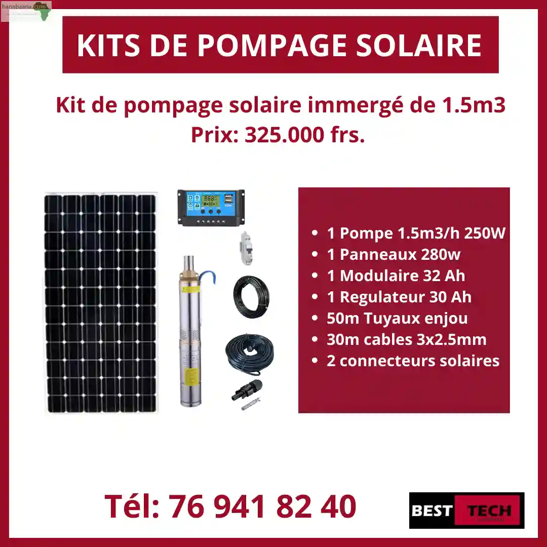 KIT DE Pompages Solaire 15m3 ET 35m3 A VE - Vue 1