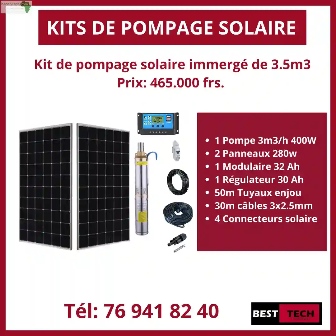 KIT DE Pompages Solaire 15m3 ET 35m3 A VE - Vue 2